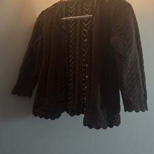 Long-Sleeve V-Neck Fancy-Stitch Cardigan